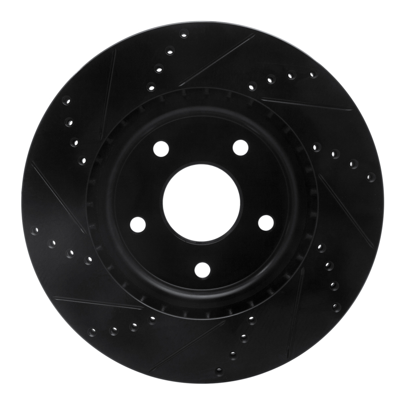 Chrysler Voyager Brake Rotor (1) - Front Right - R1 Concepts - Drilled & Slotted - Black - `12-`25
